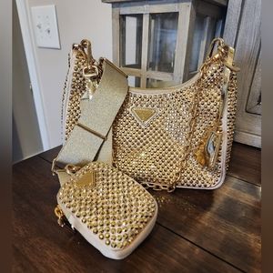 PRADA Re-Edition 2005 satin bag with crystals